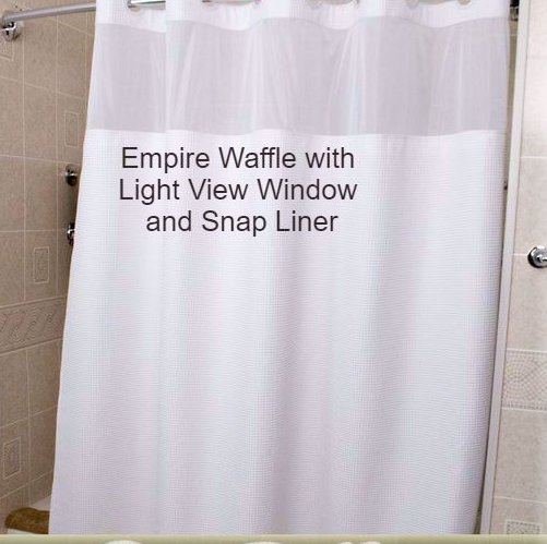 SHOWER CURTAIN 72&quot;x74&quot; WAFFLE, EMPIRE WHITE W/ LIGHT 