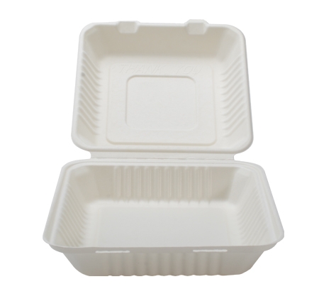 9x9x3.1&quot; HINGED BAGASSE  CONSERVEWARE CONTAINER 200/CS 