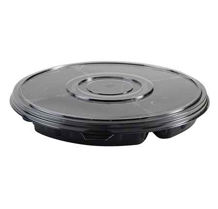 13&quot; ROUND TRAY, BLACK 5  SECTION DEEP TRAY WITH FLAT 
