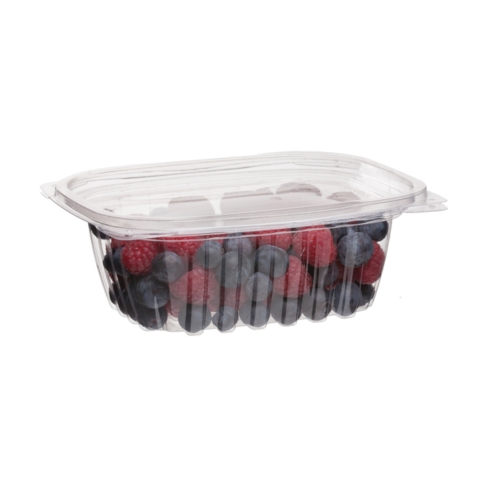 12oz RECTANGULAR HINGED LID
DELI CONTAINER CLEAR RENEWABLE
&amp; COMPOSTABLE 300/CS