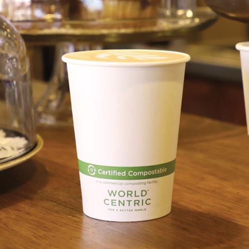 12oz WORLD CENTRIC PAPER HOT  CUP COMPOSTABLE 1000/CS