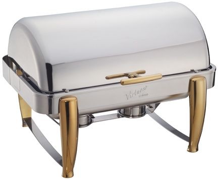 8qt FULL SIZE BUFFET CHAFER
SET STAINLESS STEEL GOLD
ACCENT INC FUEL PAN, WATER
PAN, FUEL HOLDERS