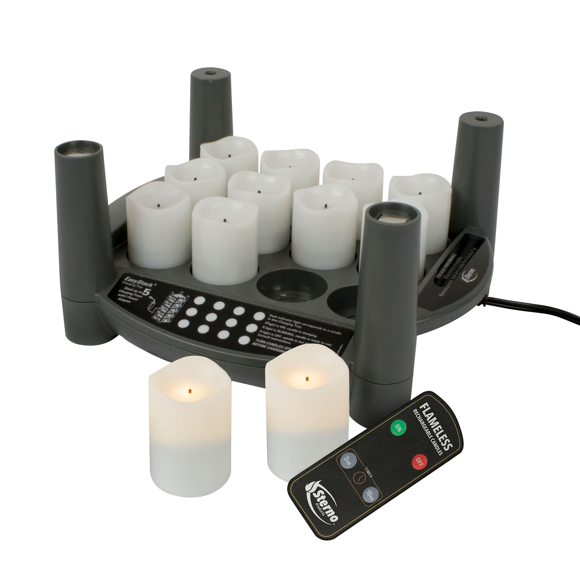 12PC WARM WHITE RECHARGEBALE
FLAMELESS VOTIVE SET
W/CHARGING BASE, POWER
ADAPTER AND TIMER REMOTE
STARTER KIT EACH