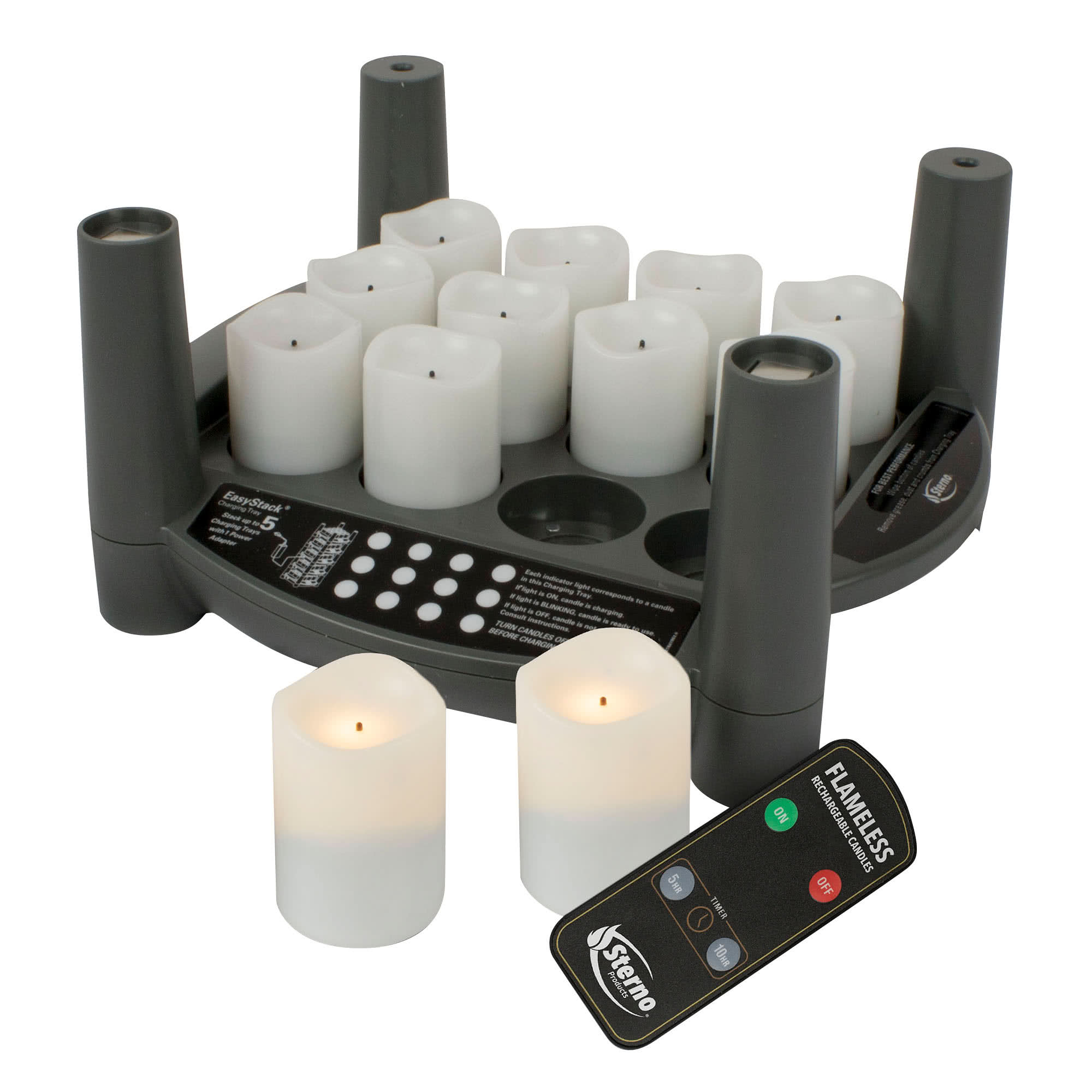 12PC WARM WHITE RECHARGEBALE
FLAMELESS VOTIVE SET
W/CHARGING BASE &amp; TIMER WITH
REMOTE EACH