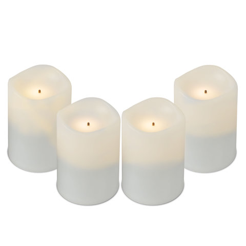 2.0 4 PIECE 2&quot; WARM WHITE
RECHARGEABLE FLAMELESS VOTIVE
SET W/TIMER AND REMOTE