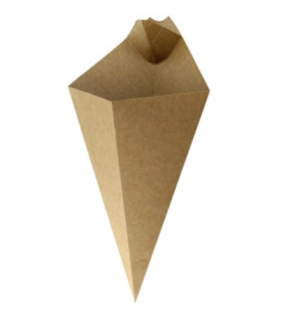 14oz KRAFT PAPER CONE W/BUILT  IN DIPPING SAUCE COMPARTMENT