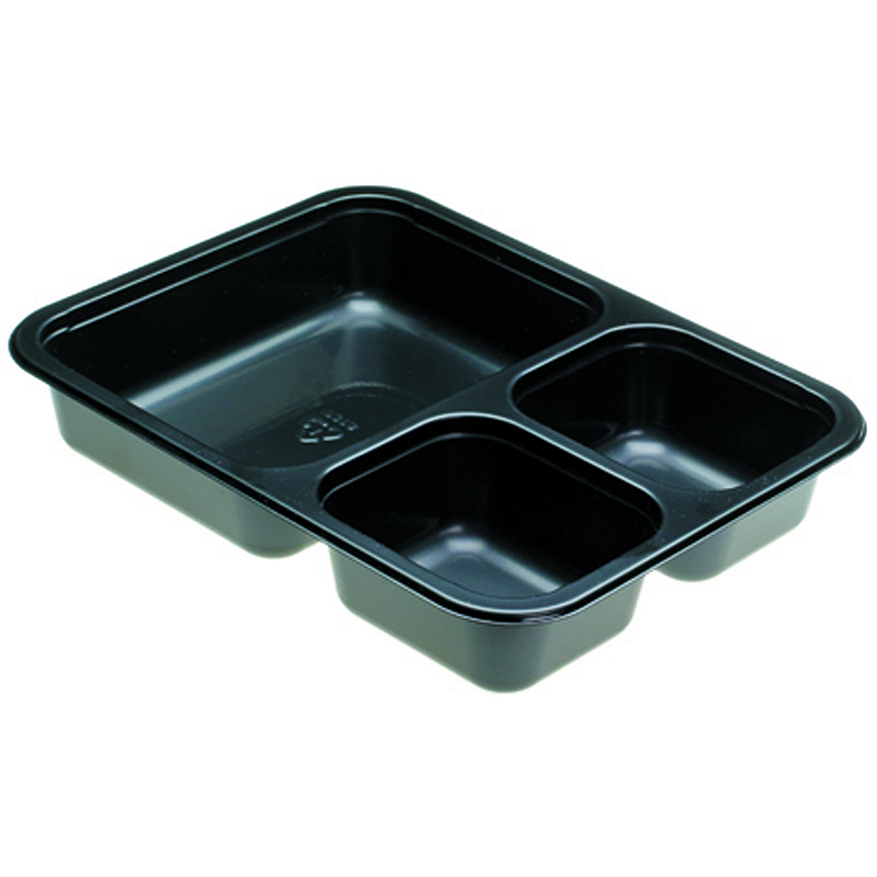 TRAY 3 COMPARTMENT BLACK CPET  RECTANGLE 6.5X8.5 390/CS