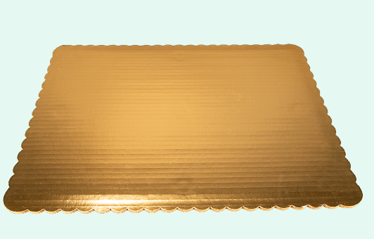 19&quot;X14&quot; GOLD CAKE PAD 
SCALLOPED 25/CS DOOUBLE WALL