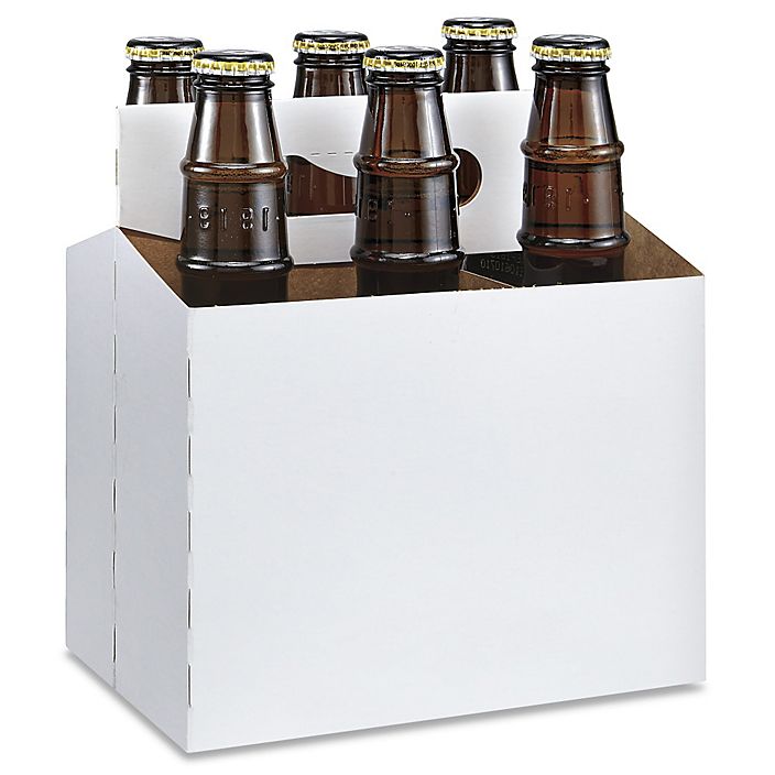 6 BOTTLE BEER CARRIER FLAT PACKED, STURDY CHIPBOARD