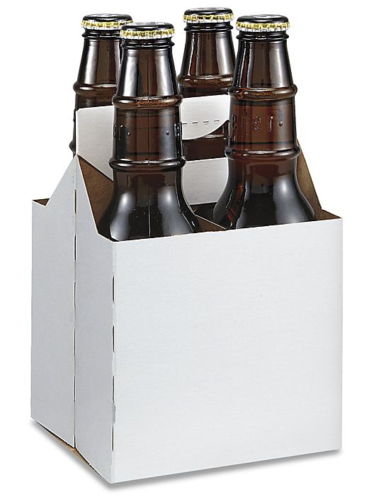 4 BOTTLE BEER CARRIER FLAT PACKED, STURDY CHIPBOARD