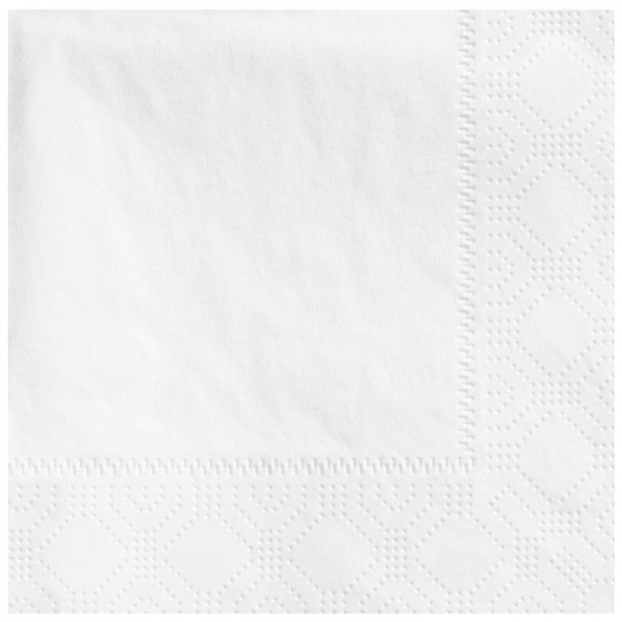 BEVERAGE NAPKIN WHITE 2 PLY
9.5X9.5 1/4 FOLD (12/250)