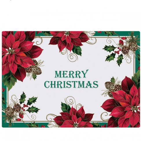 TRADITIONAL POINSETTA PRINTED PLACEMATS 1000/CS