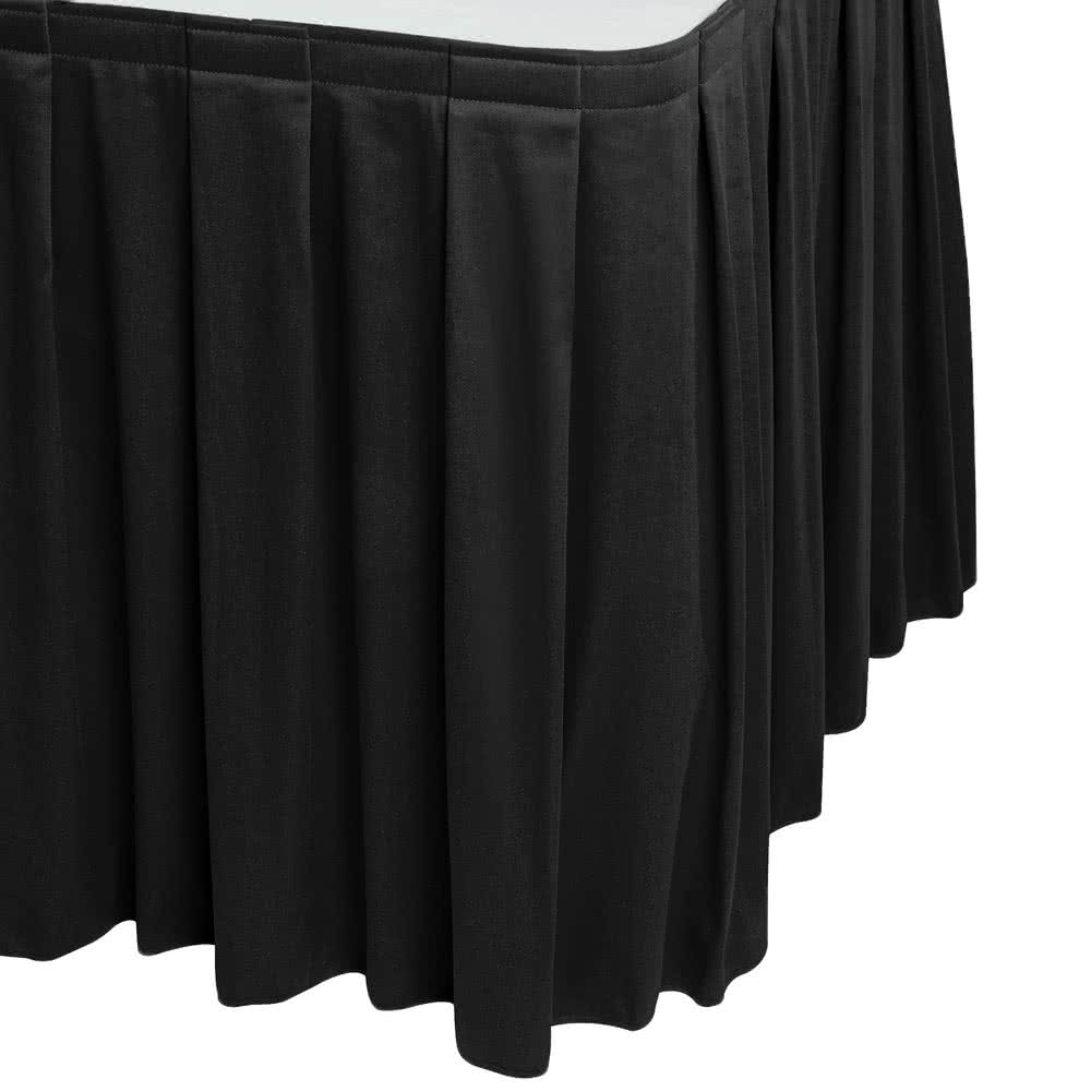 13&#39;x29&quot; WYNDHAM BLACK BOX PLEAT TABLE SKIRT WITH VELCRO