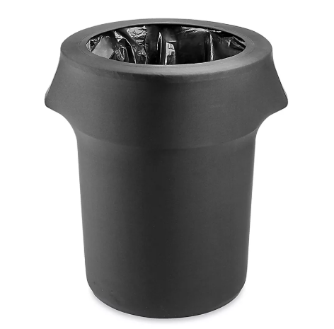 STRETCH FABRIC TRASH CAN  COVERS 44-55 GAL, BLACK (EA)