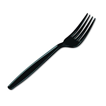 FORK BLACK PS HEAVY WEIGHT  UNWRAPPED PLASTIC CUTLERY 