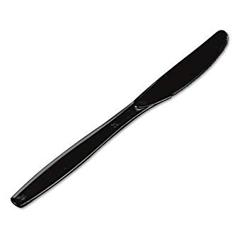 KNIFE BLACK PS HEAVY WEIGHT  UNWRAPPED PLASTIC CUTLERY 