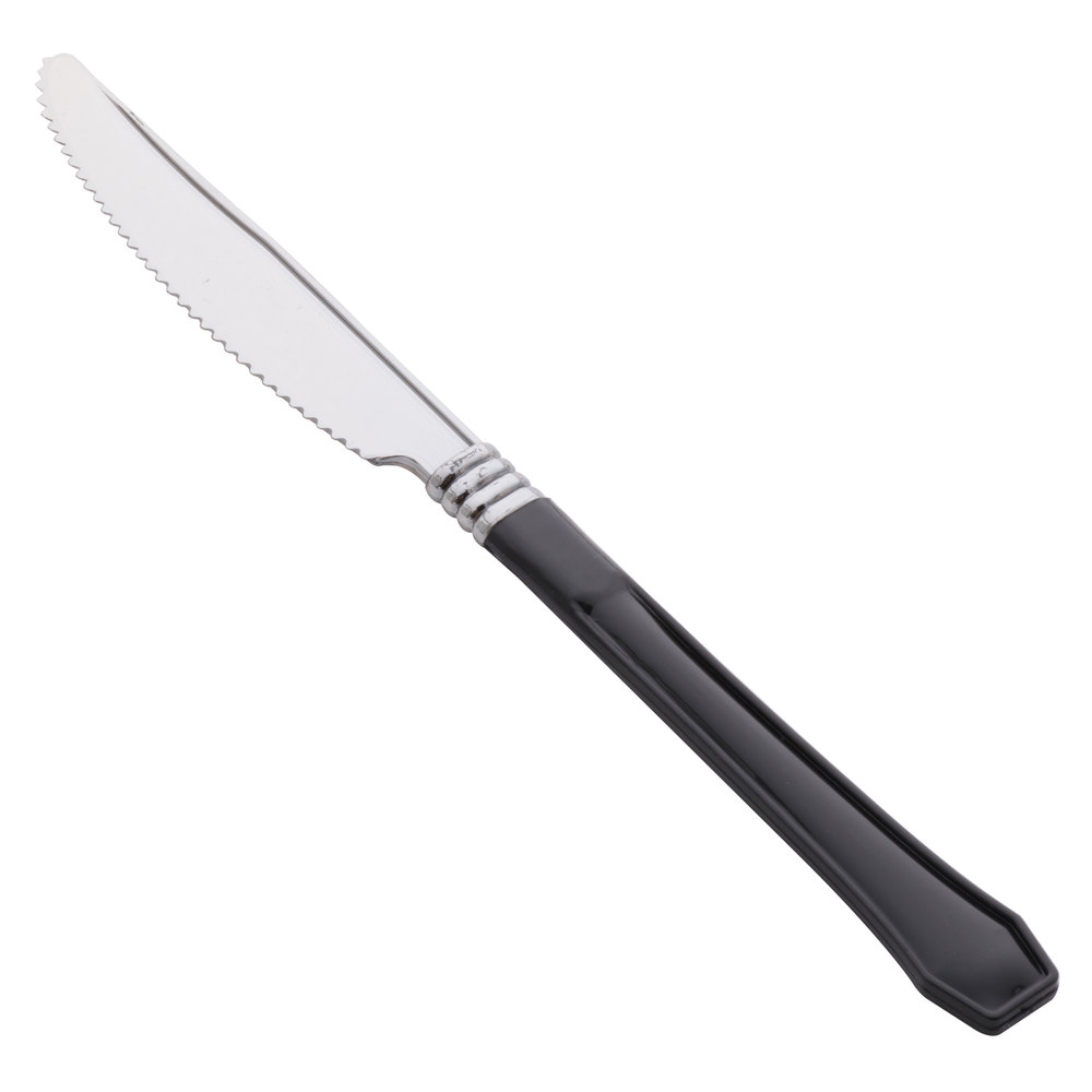 REFLECTIONS DUET SILVER LOOK
KNIFE HEAVY WEIGHT PLASTIC
BLACK HANDLE 480/CS
