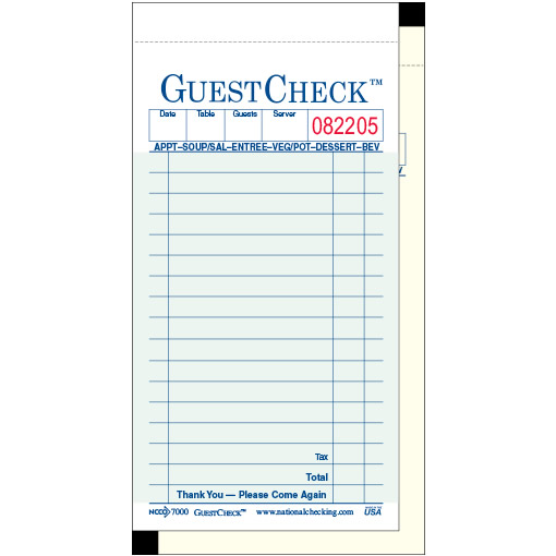 DUPLICATE GUEST CHECK 50/50
CARBONLESS