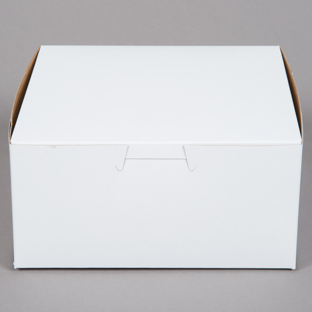 6x6x3 WHITE CAKE BOX 1PC NON WINDOW LOCK CORNER TUCK TOP