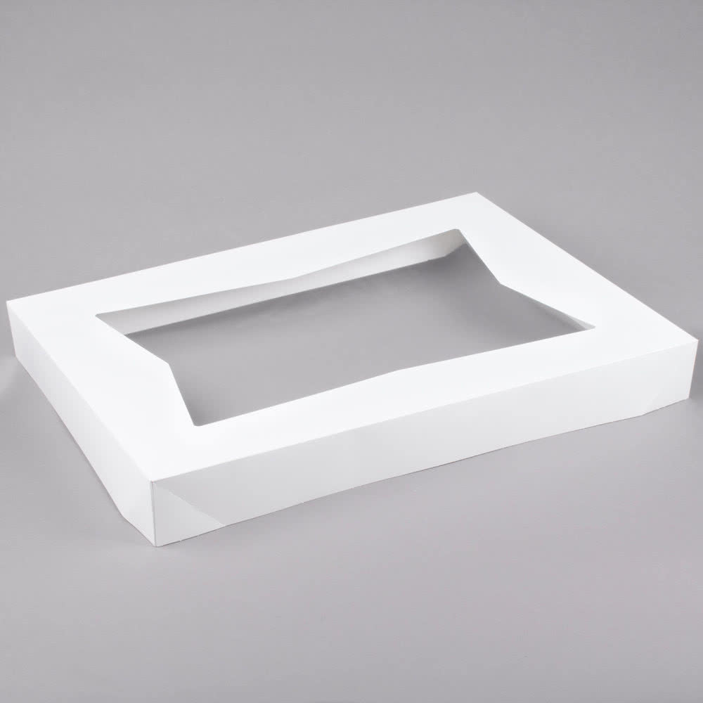 CAKE BOX TOP 26.5x18-5/8x3 
WHITE WINDOW BAKERY 50/CS