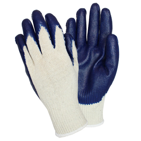 GLOVE LATEX COATED KNIT LARGE BLUE/NATURAL (DZ) 
