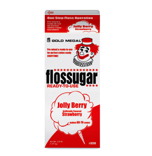 STRAWBERRY FLOSS 6/1/2 GAL
SUGAR COTTON CANDY FLAVOR-
RED