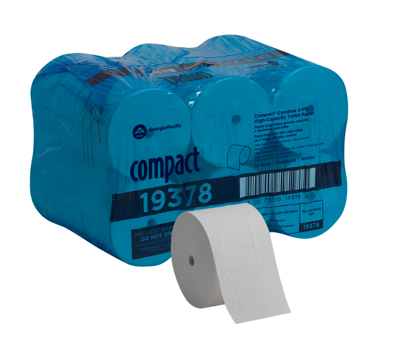 COMPACT CORELESS 2 PLY  RECYCLED TOILET TISSUE 18/CS