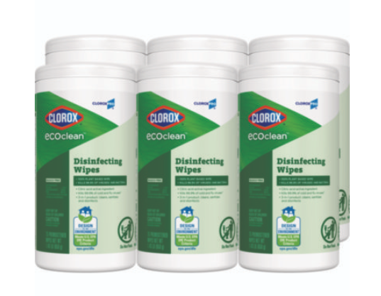 CLOROX ECOCLEAN DISINFECTING  WIPES 1-PLY, UNSCENTED 6/CS