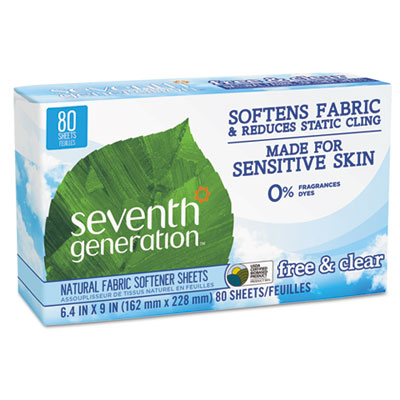 SEVENTH GENERATION NATURAL
FABRIC SOFTENER SHEETS FREE &amp;
CLEAR 80/BOX  