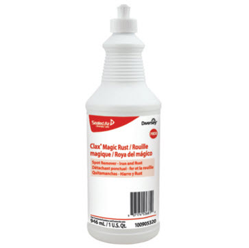 CLAX MAGIC RUST LAUNDRY
PRESPOTTER 6/32oz
FOR USE ON: METAL OXIDES,
RUST, AND VERDIGRIS.