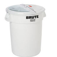 32 GAL WHITE BRUTE CONTAINER W/SLIDING LID &amp; 4 CUP SCOOP