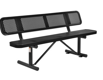 BENCH 72&quot;W W/BACKREST PERF  METAL W/BLUE THERMOPLASTIC 