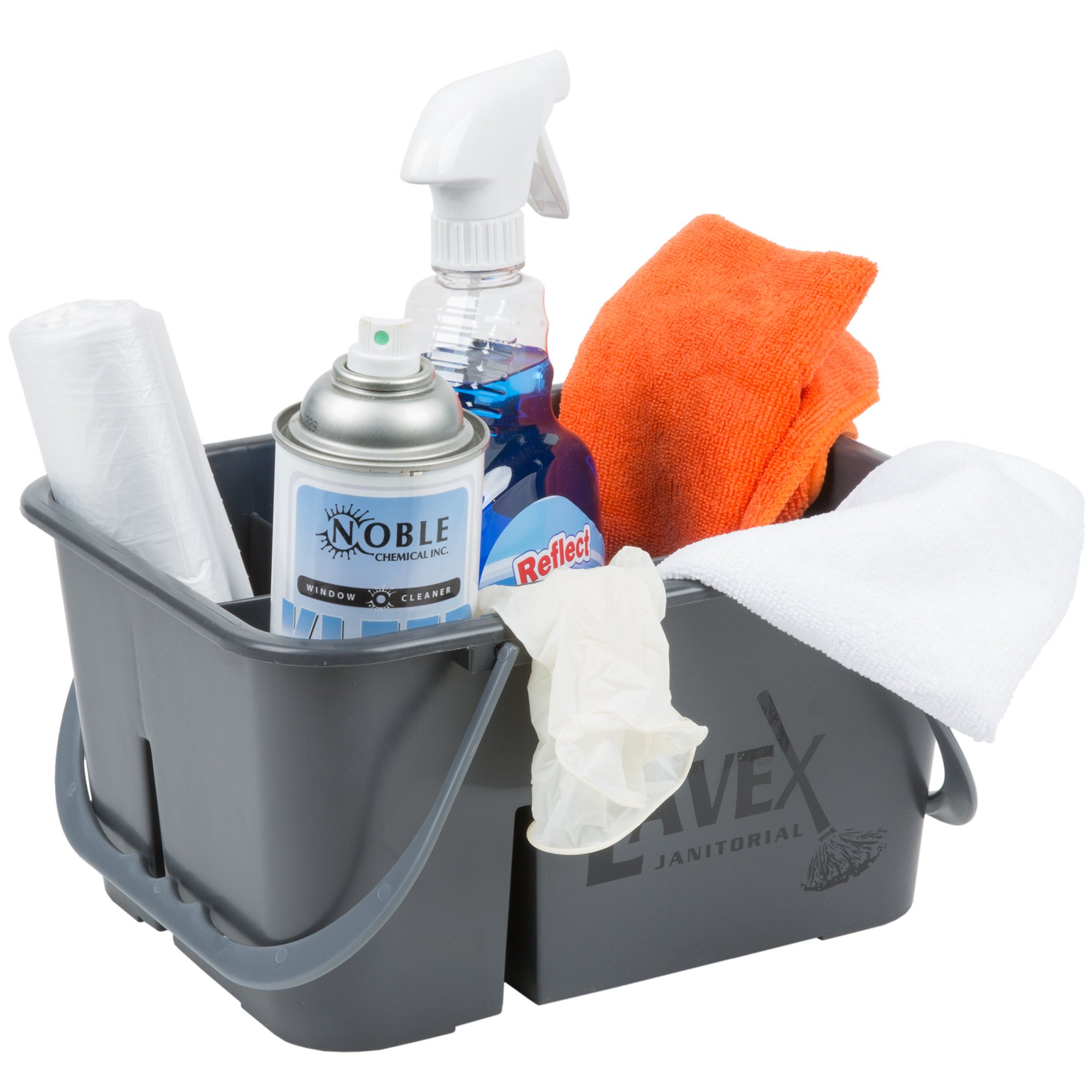 4 COMPARTMENT GRAY JANITORIAL  PASTIC CADDY, PLASTIC 11.5Lx9W 