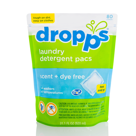 DROPPS FREE 3-IN-1 OXI
DETERGENT PACKS 804/CS SCENT
&amp; DYE FREE