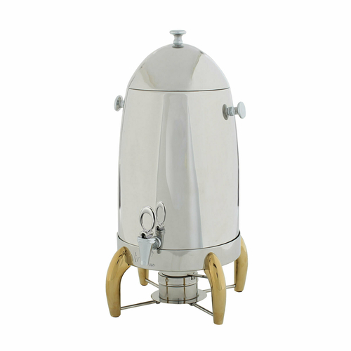 COFFEE CHAFER URN 5 GALLON  GOLD HANDLE &amp; LEGS S/S MIRROR 