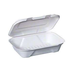 6x9 BAGASSE BARE HINGED LID CONTAINER 4/50 CS