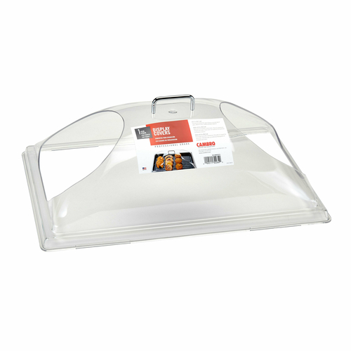 CAMWEAR DISPLAY DOME COVER 
27-7/8&quot;X14-3/4&quot;DX8&quot;H FITS 
12X20 TRAY W/2 END CUT CHROME 
HANDLE CLEAR POLYYCARBONATE