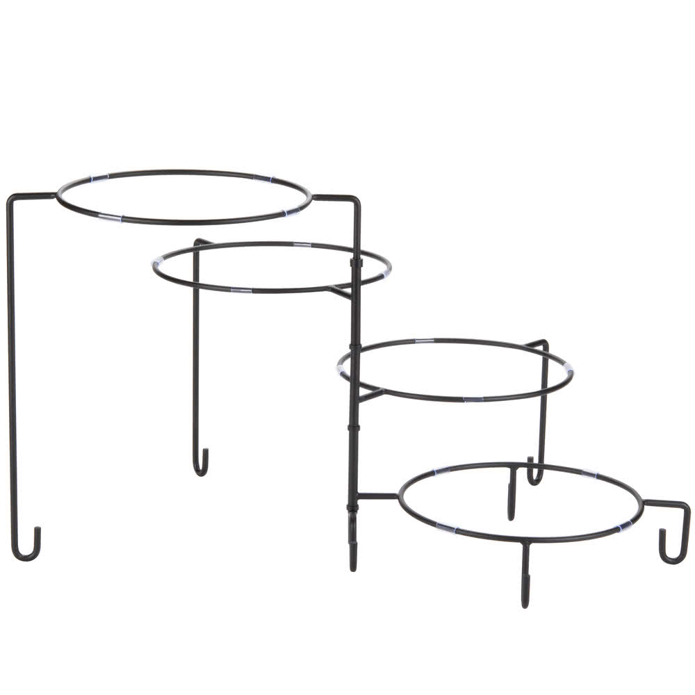 FOUR TIER STAND, ROUND, BLACK POWDER COATED METAL,&#160;9&quot;x14&#189;&quot; 
