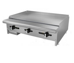 ASBER GAS COUNTERTOP GRIDDLE
STAINLESS STEEL 3 BURNERS
72,000 TOTAL BTU 36x32x11.75 