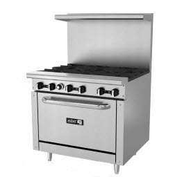 ASBER USA 36&quot; GAS RANGE W/6
OPEN BURNERS STAINLESS STEEL
12x12 CAST IRON TOP GRATES
35x36x32.38