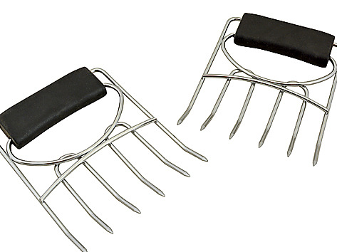 MEAT CLAWS 6-1/2&quot; CHROME
PLATED WIRES AND TINES, BLACK
RUBBER HANDLE GRIPS (SET OF 2)
- EA