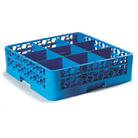 OPTICLEAN GLASS RACK 9 COMPARTMENT W/1 EXTENDER BLUE