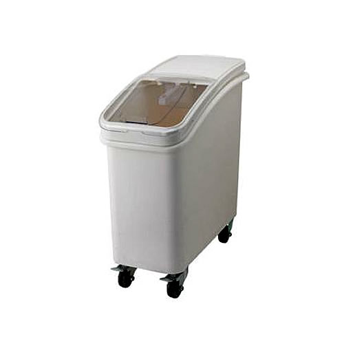 21GAL WHITE PLASTIC INGREDIENT BIN WITH CASTERS EACH AND 