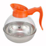 64oz COFFEE DECANTER DECAF ORANGE HANDLE &amp; STAINLESS