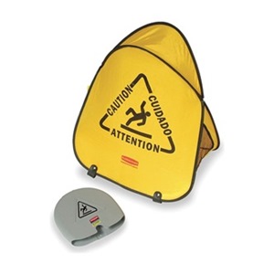 FOLDING SAFETY CONE YELLOW MULTI LINGUAL CAUTION IMPRINT