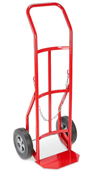 SINGLE GAS CYLINDER HAND TRUCK 
48&quot;H W/SECURITY CHAIN LOAD 
CAP. 500LBS 10&quot; SOLID RUBBER 
WHEELS 