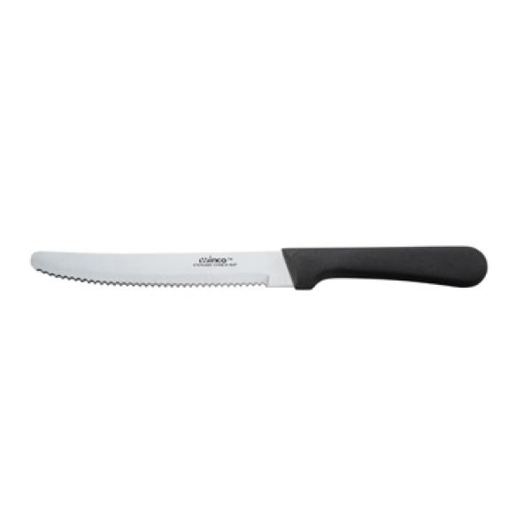 5&quot; STEAK KNIFE W/PLASTIC
HANDLE ROUND TIP 12/PK