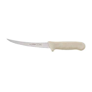 6&quot; CURVED BONING KNIFE WITH
WHITE
POLYPROPYLENE HANDLE 1 EACH