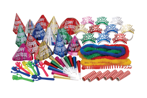 NEW YEAR'S PARTY KIT (FOR 50 PEOPLE) KIT INCLUDES: 25 FOIL 