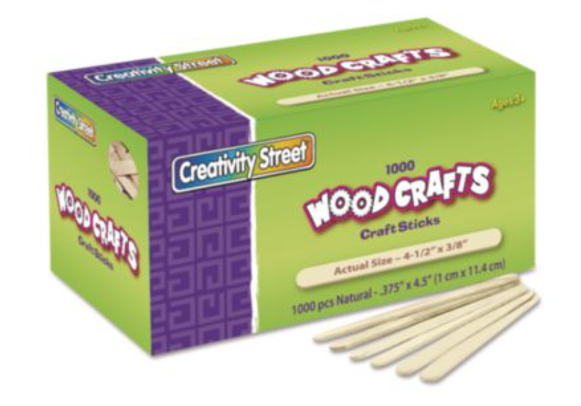 4.5X0.38" POPSICLE STICK  NATURAL WOOD 1000/BX 